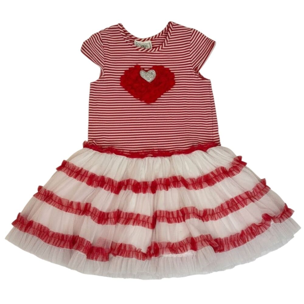 Marmellata Dress Girls Toddler Tutu Netting Tulle Heart Valentine Red 4